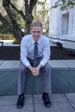 image of Tyler outside the Portland Oregon Temple