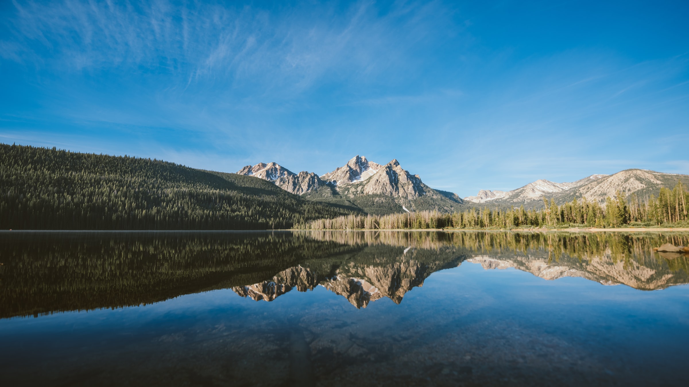 Reflection of the nearby mountains in the lake.